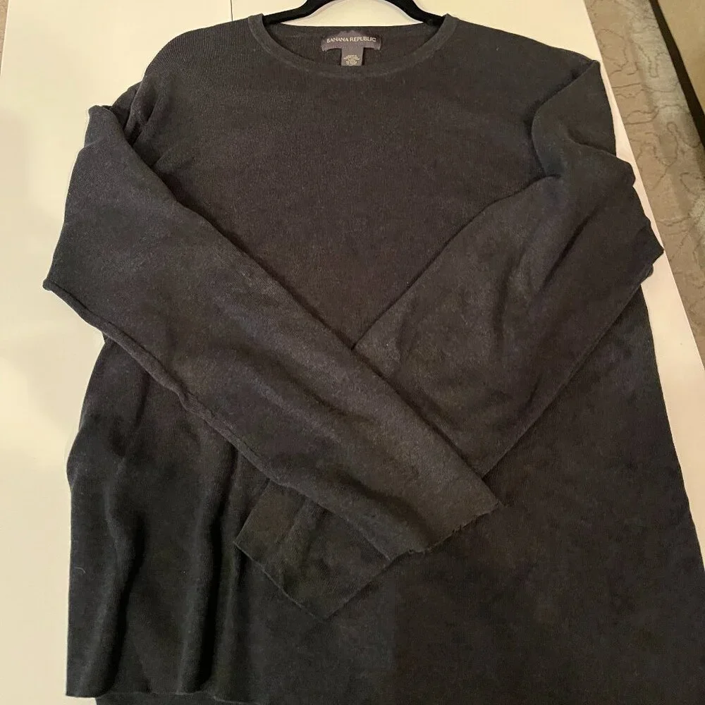 Banana Republic Mens Gray Cotton Long Sleeve Knit‎ Top XL 💗